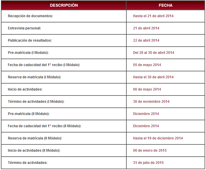 cronograma especialidad